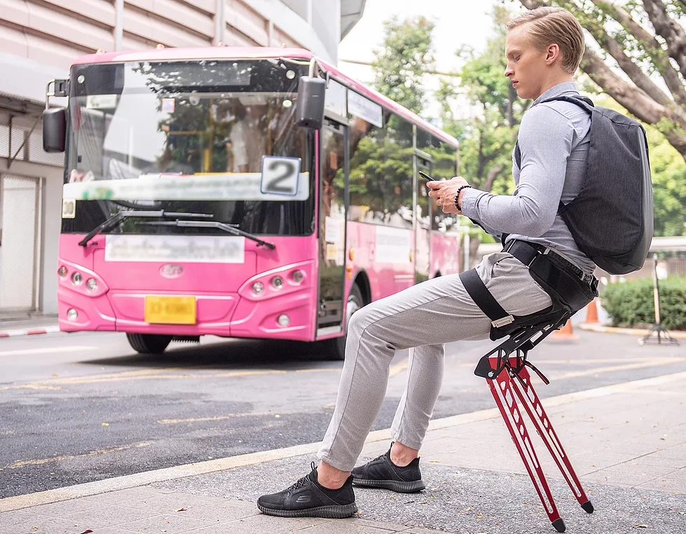 Lex folding wearable chair lets you take a seat anywhere